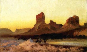 グリーン川の風景を眺めるインディアン ロッキー山脈学校 トーマス・モラン Oil Paintings